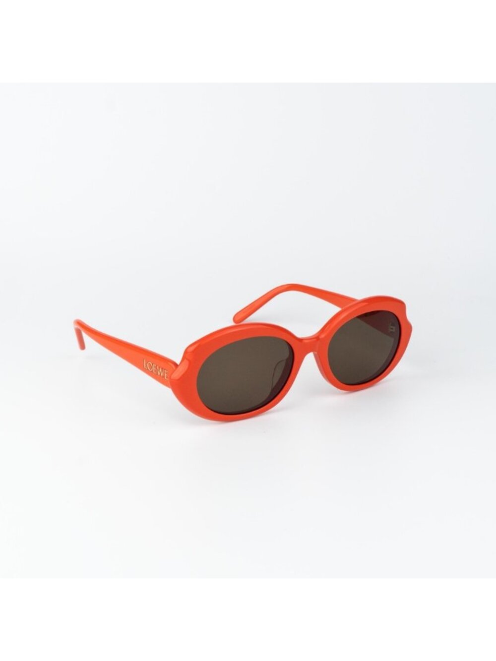 Loewe Women Sunglasses Shiny Orange Brown Oval LW40147F 42E NEW AUTHENTIC
